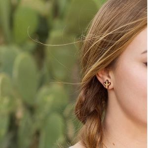 Wooden carved cactus earrings